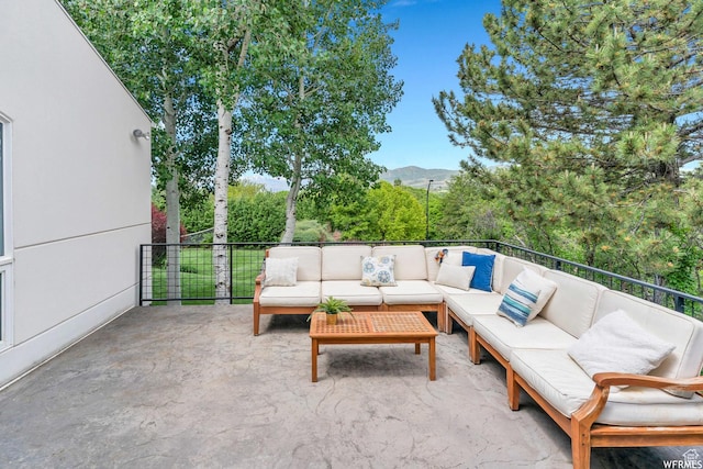276 S 600 E, Alpine, UT 84004 - view of patio with an outdoor living space and a mountain view