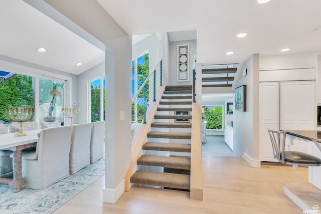 276 S 600 E, Alpine, UT 84004 - staircase with a healthy amount of sunlight, wood finished floors, and recessed lighting