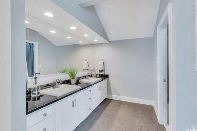 276 S 600 E, Alpine, UT 84004 - bathroom with a sink, lofted ceiling, and recessed lighting