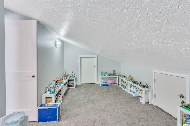 276 S 600 E, Alpine, UT 84004 - rec room with carpet flooring, a textured ceiling, and lofted ceiling