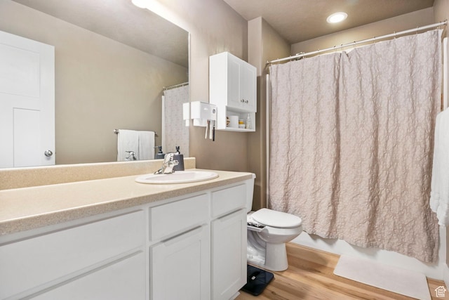 473 S 2400 W Unit 3, Springville, UT 84663 - bathroom featuring shower / tub combo, vanity, toilet, and wood finished floors