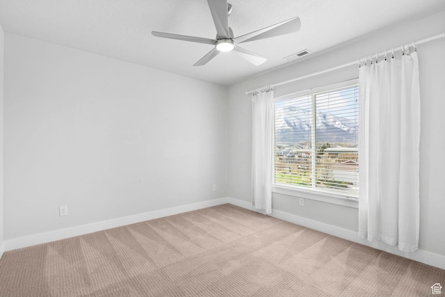 516 W 1000 N, Mapleton, UT 84664 - spare room with visible vents, light colored carpet, ceiling fan, and baseboards