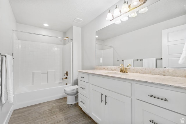 516 W 1000 N, Mapleton, UT 84664 - full bathroom with toilet, shower / bathing tub combination, a textured ceiling, vanity, and wood finished floors