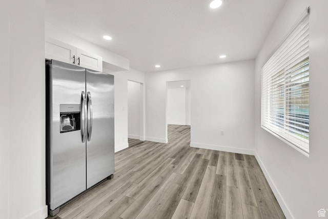 1289 E 31st St S, Ogden, UT 84403 - kitchen featuring white cabinetry, light wood-type flooring, stainless steel refrigerator with ice dispenser, and recessed lighting