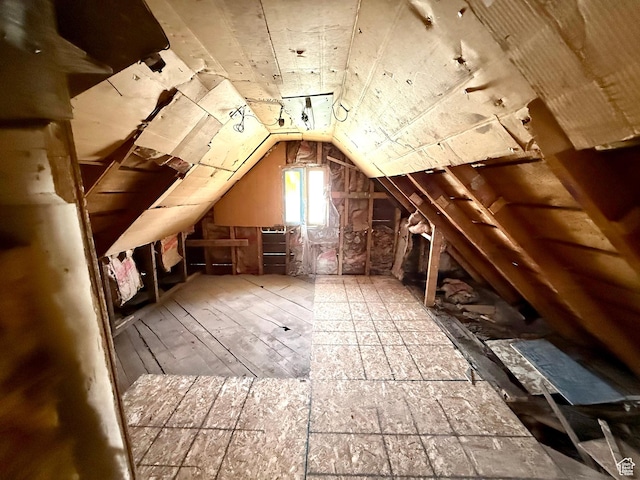 view of unfinished attic