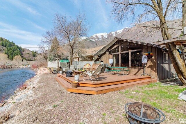 3710 E Provo Canyon Rd S, Provo Canyon, UT 84604 - view of yard featuring a fire pit and a deck with water view