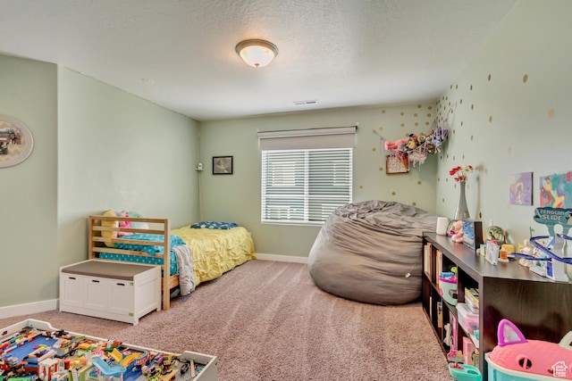 483 S Fox Chase Ln, Saratoga Springs, UT 84045 - bedroom with carpet, visible vents, baseboards, and a textured ceiling