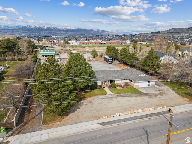 aerial view featuring a mountain view