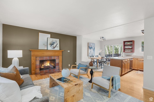 745 Quaking Aspen Ct, Park City, UT 84060 - living area featuring light wood-type flooring and a fireplace