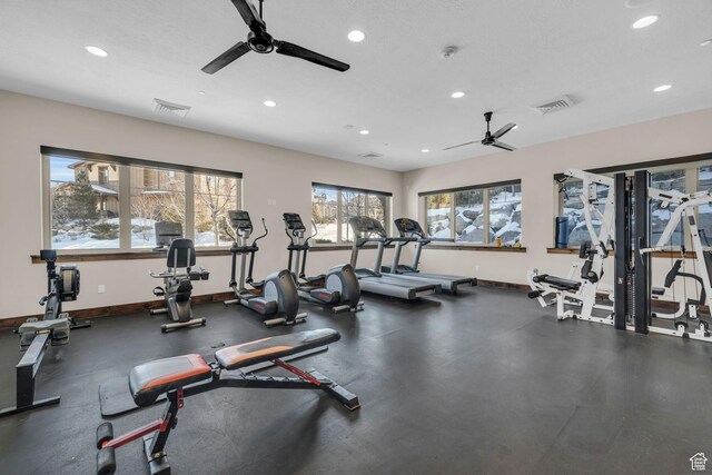 865 W Benjamin Pl, Kamas, UT 84036 - workout area with a ceiling fan, recessed lighting, and baseboards