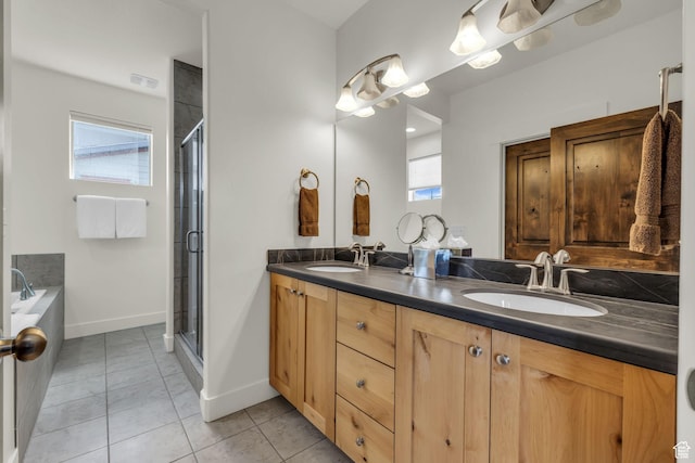 865 W Benjamin Pl, Kamas, UT 84036 - bathroom with a sink, tile patterned floors, and a shower stall