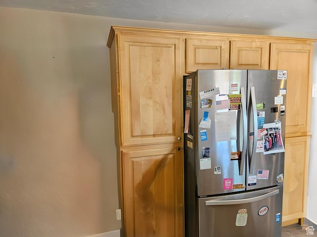 1989 W 1800 N, St George, UT 84770 - kitchen featuring tile patterned floors, freestanding refrigerator, and light brown cabinetry