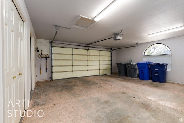 garage with a garage door opener