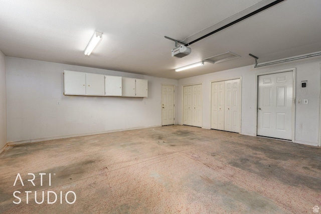 garage with a garage door opener