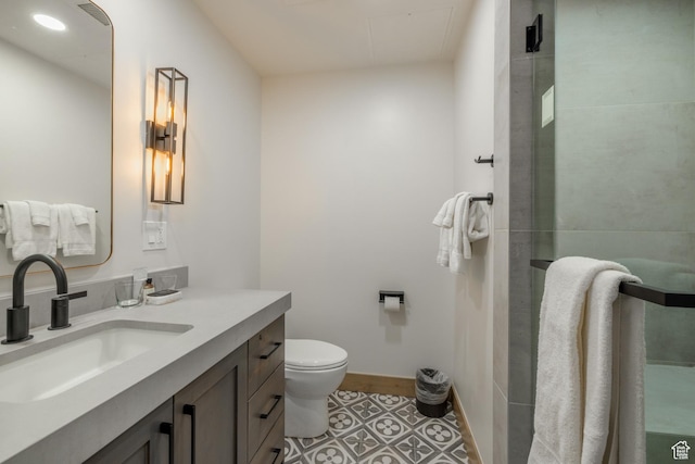3000 Canyons Resort Dr Unit 4911B, Park City, UT 84098 - bathroom with vanity, an enclosed shower, baseboards, and toilet