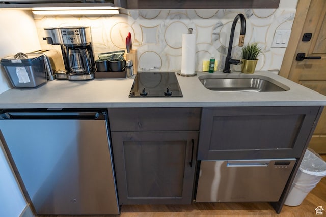 3000 Canyons Resort Dr Unit 4911B, Park City, UT 84098 - kitchen with light countertops, backsplash, black electric cooktop, stainless steel dishwasher, and a sink