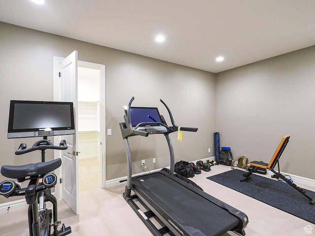 1979 E Olympus Point Dr, Holladay, UT 84117 - exercise room featuring light carpet, baseboards, and recessed lighting