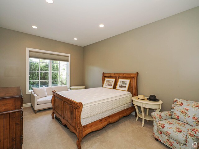 1979 E Olympus Point Dr, Holladay, UT 84117 - bedroom with light carpet, baseboards, and recessed lighting