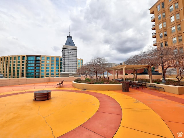 surrounding community with a pergola