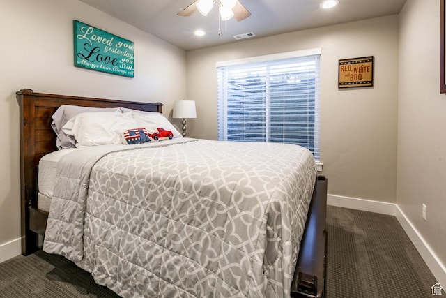 887 S 3050 W, Syracuse, UT 84075 - bedroom with carpet flooring, baseboards, recessed lighting, and ceiling fan