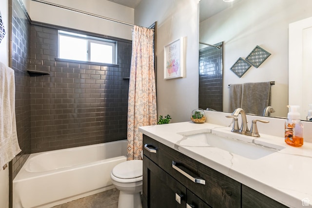 887 S 3050 W, Syracuse, UT 84075 - full bathroom with vanity, shower / tub combo, toilet, and tile patterned floors