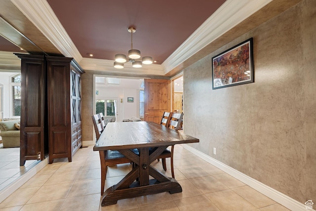 1850 E Cottonwood Club Dr, Holladay, UT 84117 - dining room with an inviting chandelier, light tile patterned floors, baseboards, and crown molding