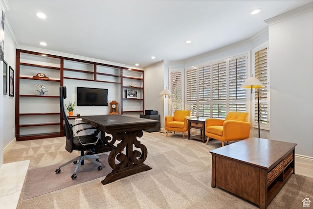 1850 E Cottonwood Club Dr, Holladay, UT 84117 - carpeted office space with recessed lighting, baseboards, and ornamental molding