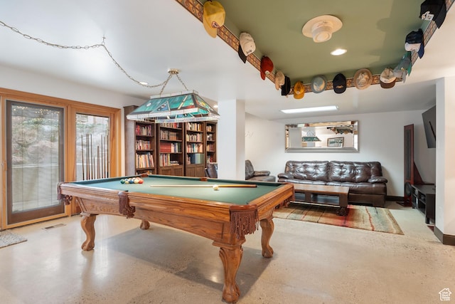 1850 E Cottonwood Club Dr, Holladay, UT 84117 - game room with concrete flooring, billiards, visible vents, and recessed lighting