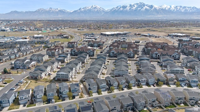 drone / aerial view with a mountain view and a residential view