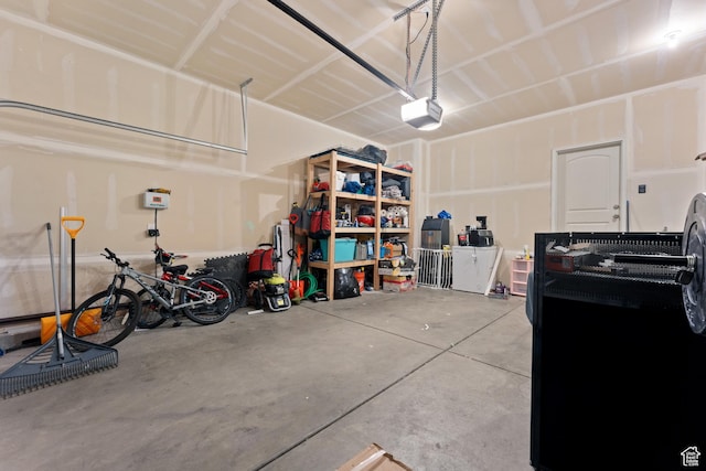 garage with a garage door opener