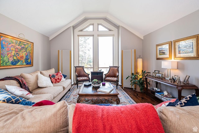 2406 Woodland Dr, Ogden, UT 84403 - living area with wood finished floors and lofted ceiling