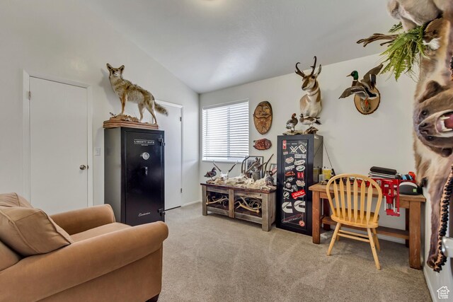 1224 S 760 W, Provo, UT 84601 - living area featuring vaulted ceiling and carpet floors