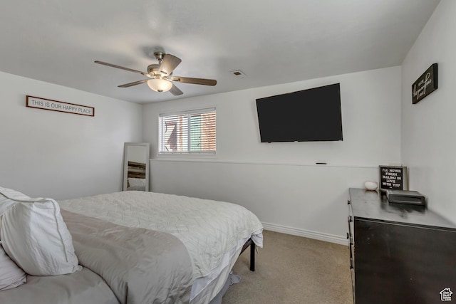 1224 S 760 W, Provo, UT 84601 - bedroom featuring light carpet, visible vents, baseboards, and a ceiling fan