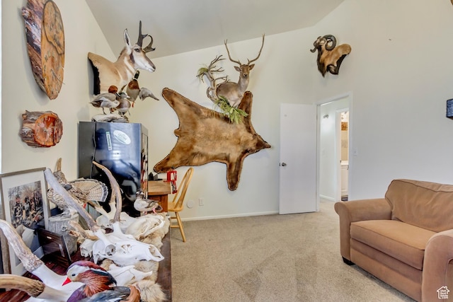 1224 S 760 W, Provo, UT 84601 - carpeted living room with baseboards and lofted ceiling