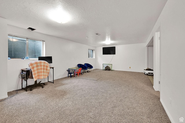 992 E 5625 S, South Ogden, UT 84405 - living area featuring plenty of natural light, carpet flooring, and a textured ceiling