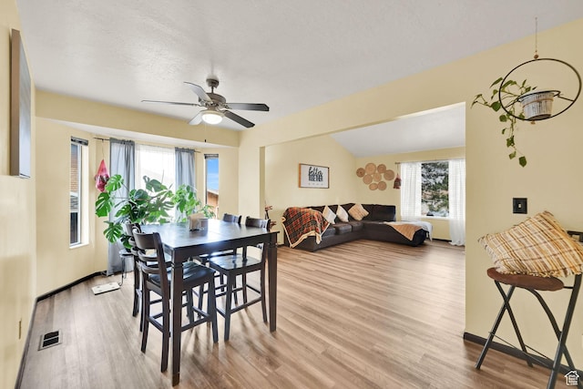 992 E 5625 S, South Ogden, UT 84405 - dining space with visible vents, a wealth of natural light, light wood-type flooring, and ceiling fan