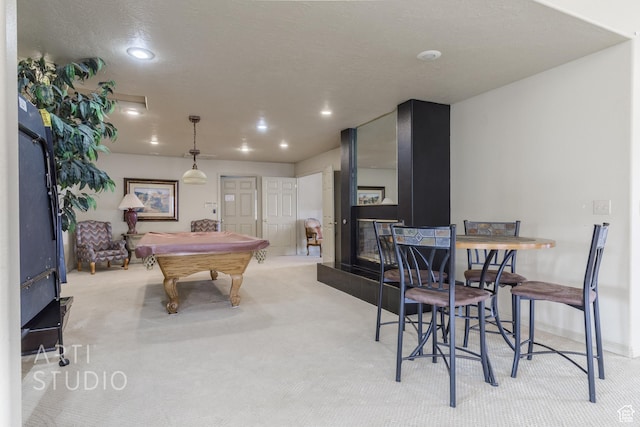 145 S Crystal Lakes Dr Unit 80, St George, UT 84770 - recreation room featuring baseboards, a textured ceiling, billiards, recessed lighting, and carpet flooring