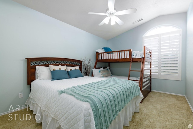 145 S Crystal Lakes Dr Unit 80, St George, UT 84770 - carpeted bedroom with vaulted ceiling and a ceiling fan
