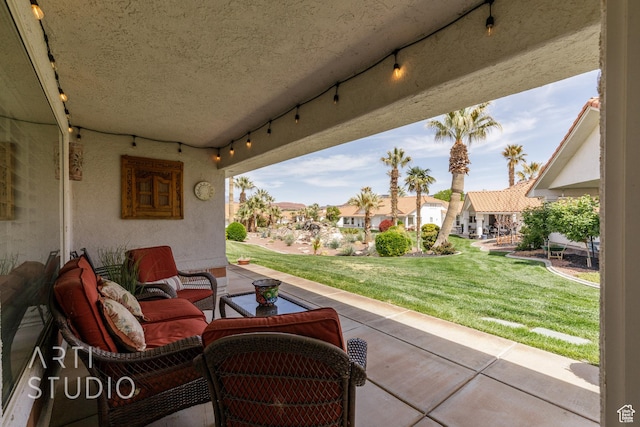 145 S Crystal Lakes Dr Unit 80, St George, UT 84770 - view of patio / terrace featuring a residential view and an outdoor living space