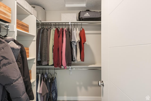 spacious closet with attic access