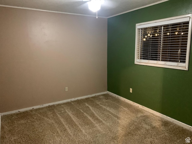 263 W 300 S, Parowan, UT 84761 - unfurnished room featuring crown molding, baseboards, carpet, and a ceiling fan