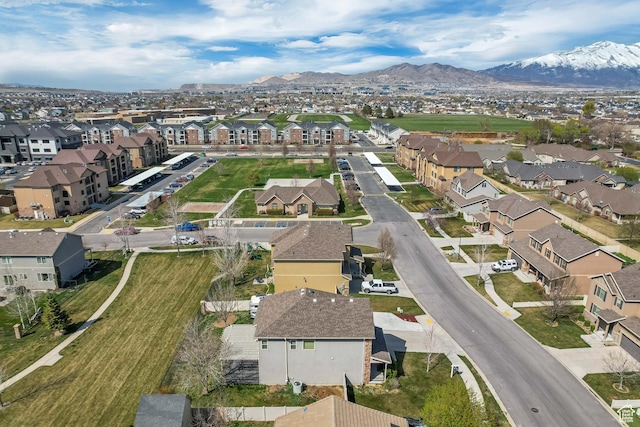 bird's eye view with a mountain view and a residential view
