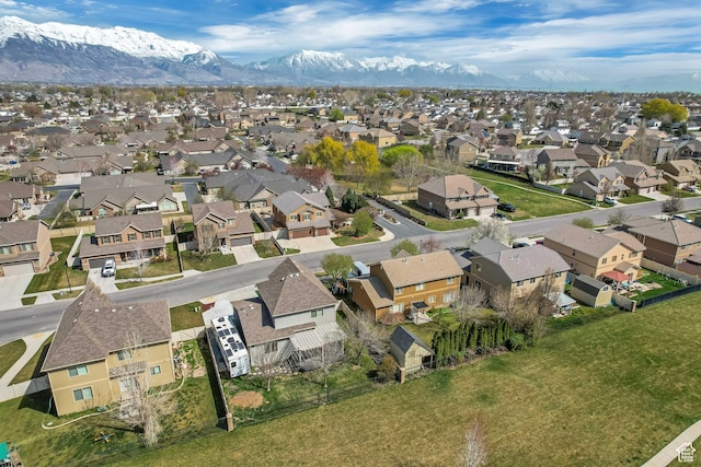 bird's eye view with a mountain view and a residential view