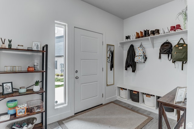 129 W Autumn Ln N, Saratoga Springs, UT 84045 - mudroom featuring baseboards and wood finished floors