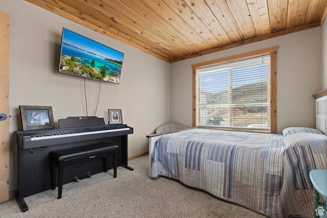 671 W Dee Dr, Garden City, UT 84028 - carpeted bedroom featuring wood ceiling and baseboards