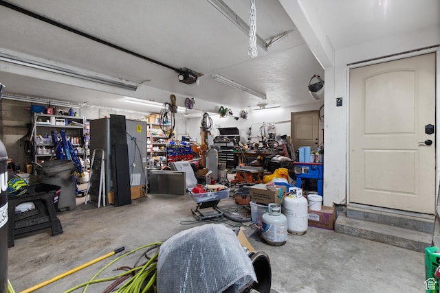 671 W Dee Dr, Garden City, UT 84028 - garage with a workshop area and a garage door opener