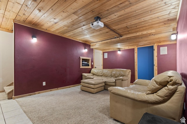 671 W Dee Dr, Garden City, UT 84028 - home theater with tile patterned floors, wood ceiling, and baseboards