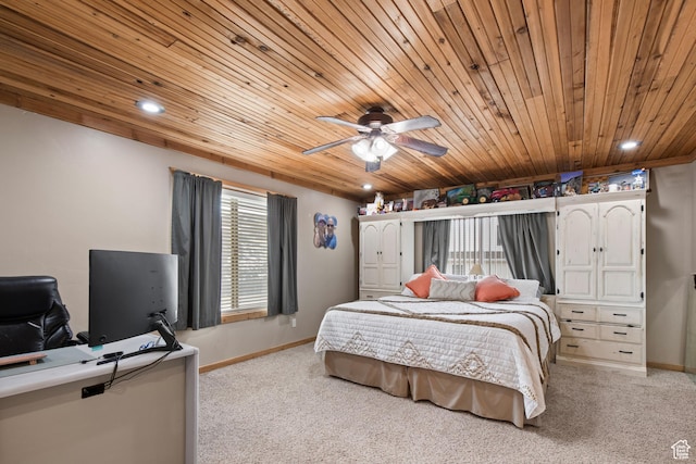 671 W Dee Dr, Garden City, UT 84028 - bedroom featuring light carpet, wooden ceiling, baseboards, and recessed lighting