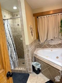 87 N Loafer Canyon Rd, Elk Ridge, UT 84651 - bathroom with tile patterned floors, a shower stall, and a jetted tub
