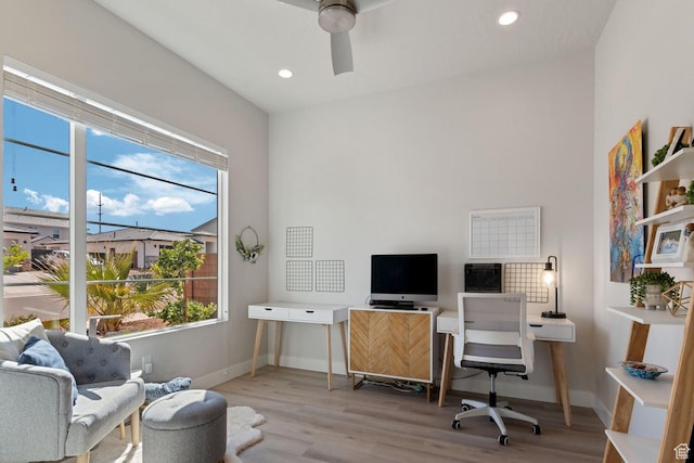 4582 S Sophia Ln, Washington, UT 84780 - office featuring a wealth of natural light, a ceiling fan, wood finished floors, and baseboards
